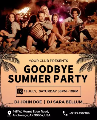 Goodbye Summer Beach Party Celebration Flyer Template