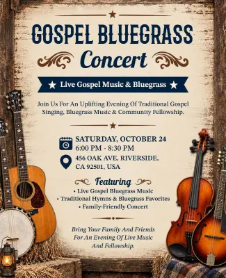 Gospel Bluegrass Music Concert Flyer Template