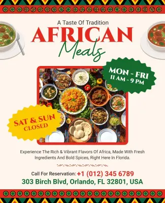 Gourmet African Meal Offer Flyer Template