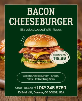 Gourmet Bacon Cheeseburger Promotion Flyer Template
