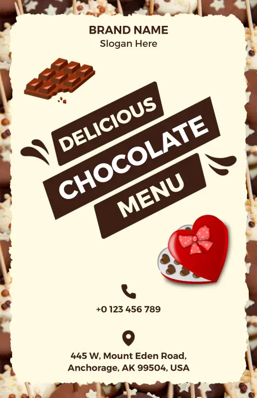 Gourmet Bonbons and Chocolate Delights Selection Chocolate Menu Template