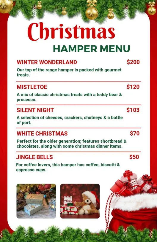Gourmet Holiday Treats and Festive Delights Christmas Menu Template