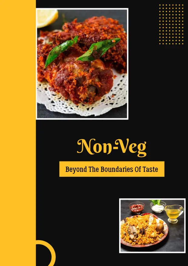 Gourmet Non-Vegetarian Cuisine Catalog Brochure Template
