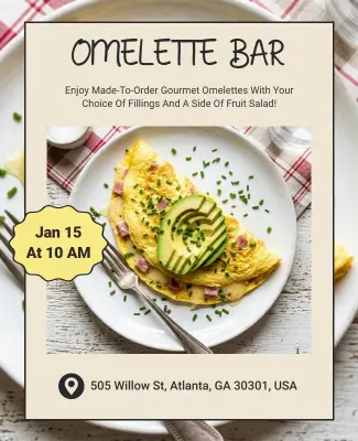 Gourmet Omelette Bar Event Poster Template