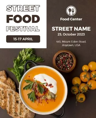 Gourmet Orange Street Food Festival Culinary Poster Template
