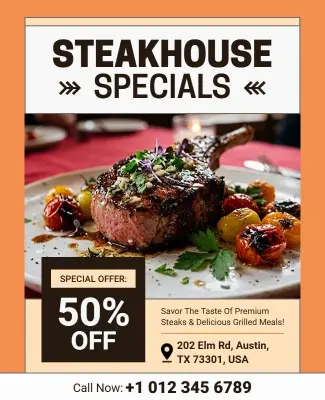 Gourmet Steakhouse Special Offer Flyer Template