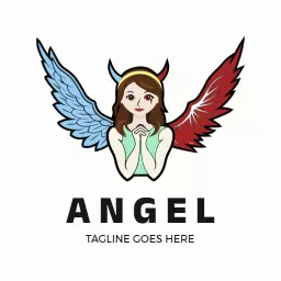 Graceful Angel Design with Blue and Red Wings Logo Template