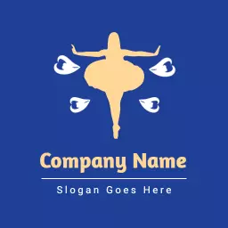 Graceful Ballet Dancer in Elegant Blue Background Logo Template