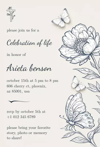 Graceful Celebration of Life Memorial Service Invitation Template