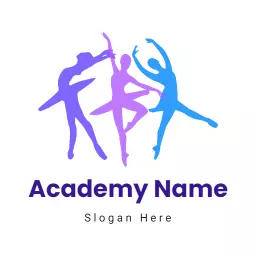 Graceful Dancers in Purple Shades Representing Ballet Academy Logo Template