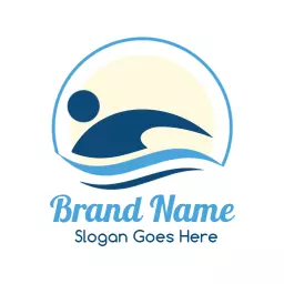 Graceful Swimmer in Calm Waves for Swimming Pool Logo Template