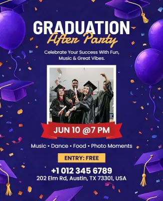 Graduation After Party Celebration Flyer Template
