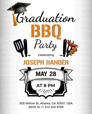 Graduation BBQ Celebration Party Poster Template