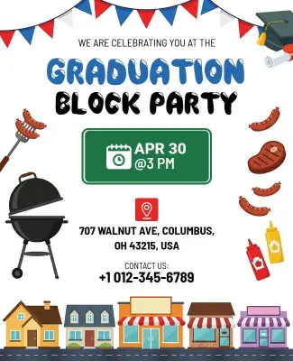 Graduation Block Party Celebration Flyer Template