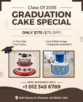 Graduation Cake Special Offer Flyer Template