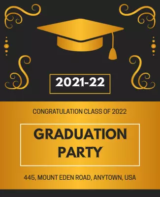 Elegant Gold Graduation Party Announcement Flyer Template