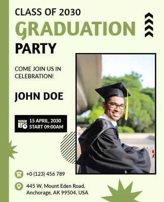 Modern Green Graduation Celebration Party Flyer Template