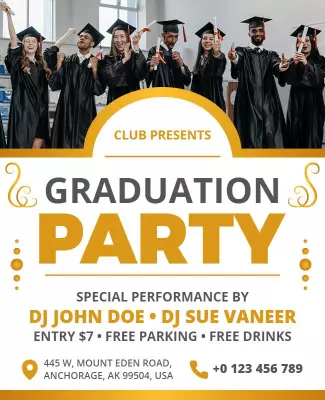 Graduation Celebration Party with Dj Performance Flyer Template