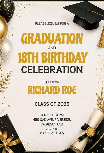 Graduation Celebration with 18th Birthday Invitation Template