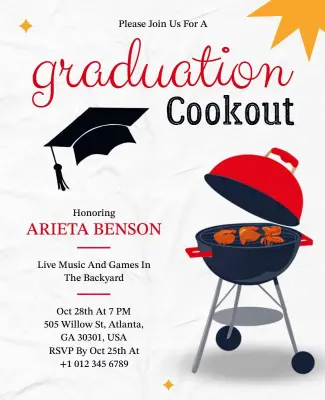 Graduation Cookout Celebration Invitation Poster Template