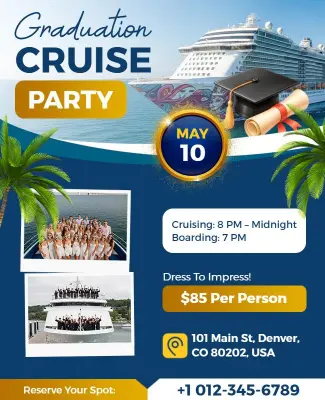 Graduation Cruise Celebration Party Flyer Template