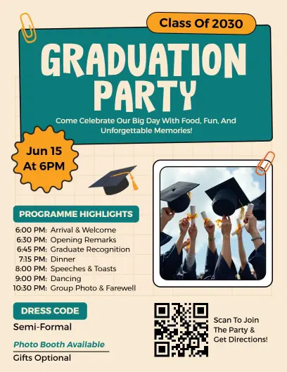 Graduation Party Program Highlights Announcement Flyer Template