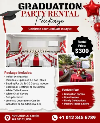 Graduation Party Rental Package Flyer Template