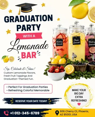 Graduation Party with Lemonade Bar Flyer Template