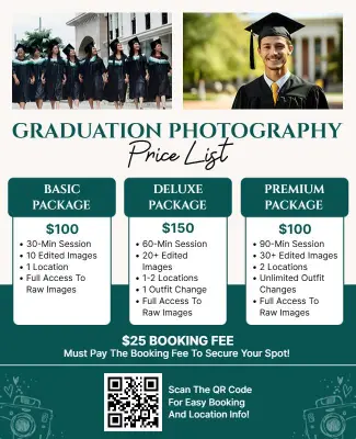 Graduation Photography Price List Flyer Template