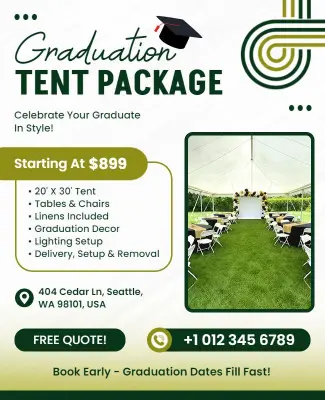 Graduation Tent Rental Package Flyer Template
