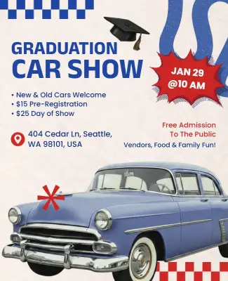 Graduation Themed Car Show Event Poster Template