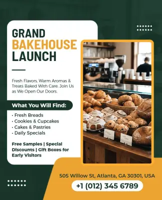 Grand Bakehouse Launch Flyer Template