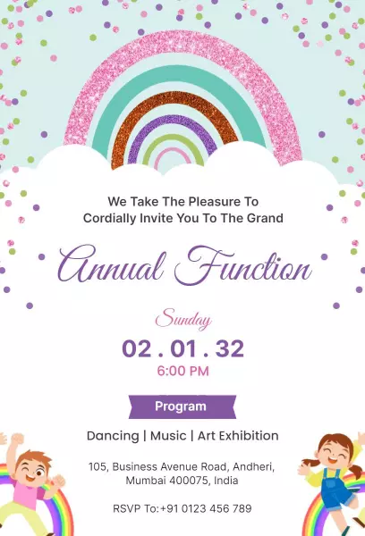 Grand Colorful Annual Function Celebration Invitation Template