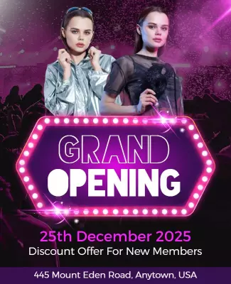 Vibrant Neon Glam Grand Opening Event Flyer Template