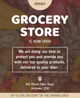 Fresh Colorful Grocery Store Opening Announcement Flyer Template