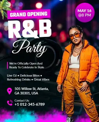 Grand Opening R&b Party Celebration Flyer Template