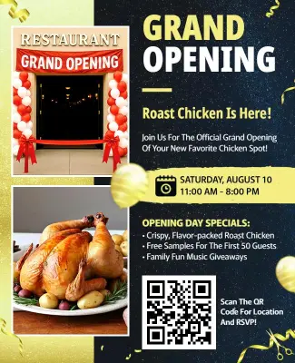 Grand Opening Roast Chicken Promotion Flyer Template