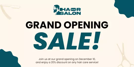 Grand Opening Sale for Hair Salon on Cream Background Tarpaulins Template