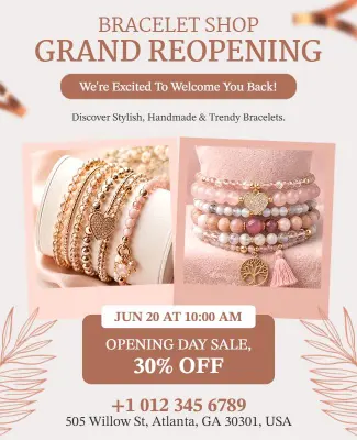 Grand Reopening Bracelets Sale Announcement Poster Template