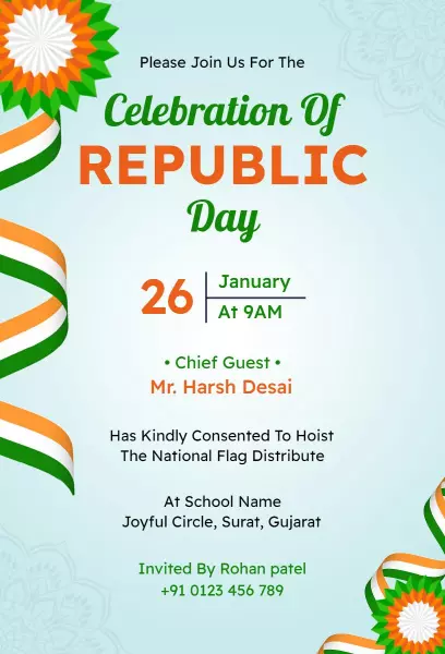 Grand Republic Day Celebration Indian Ceremony Invitation Template