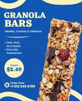 Granola Bars Healthy Snack Advertisement Poster Template