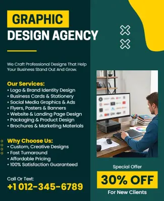 Graphic Design Agency Service Promotion Flyer Template