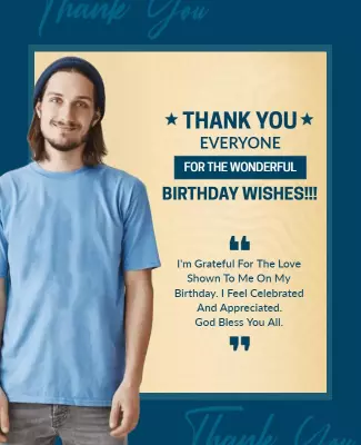 Grateful Blue Birthday Wishes Appreciation Poster Template