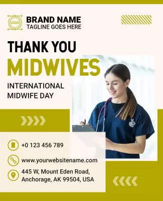 Grateful Green International Midwife Day Appreciation Poster Template