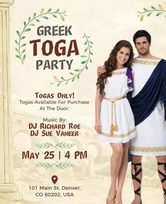 Greek Toga Party Celebration Poster Template