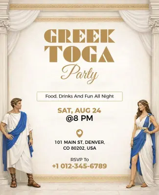 Greek Toga Party Flyer Template