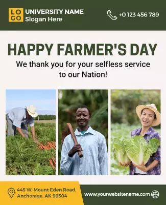 Green Agricultural Appreciation for Farmers Day Poster Template