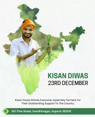Green Agricultural Celebration for Kisan Diwas Poster Template