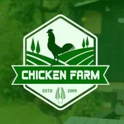 Green Agricultural Emblem Showcasing Chicken Farm Logo Template