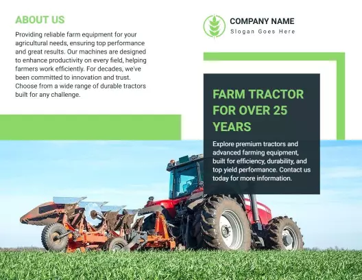 Green Agricultural Farm Equipment Services Brochure Template